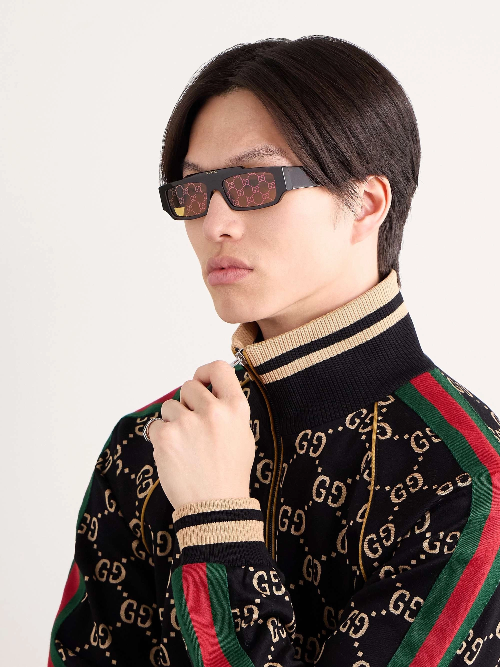 Gucci muške naočare za sunce od kornjačinog dezena pravougaonog okvira