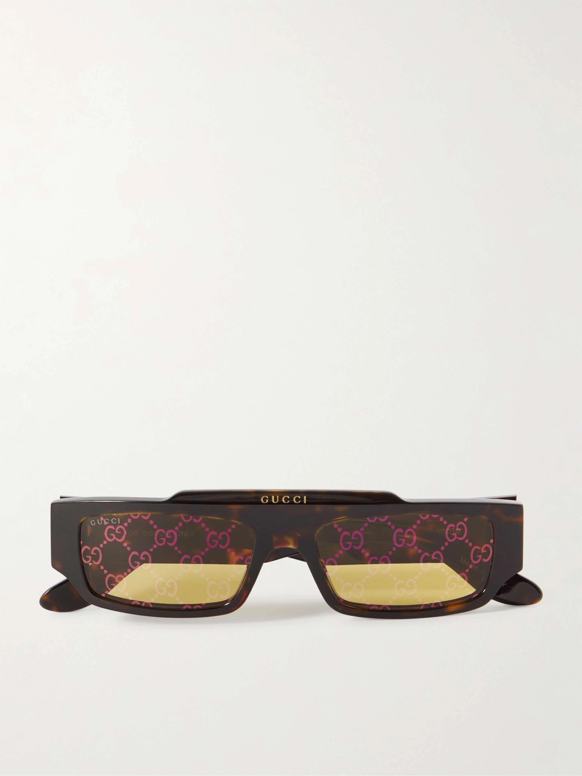 Gucci muške naočare za sunce od kornjačinog dezena pravougaonog okvira