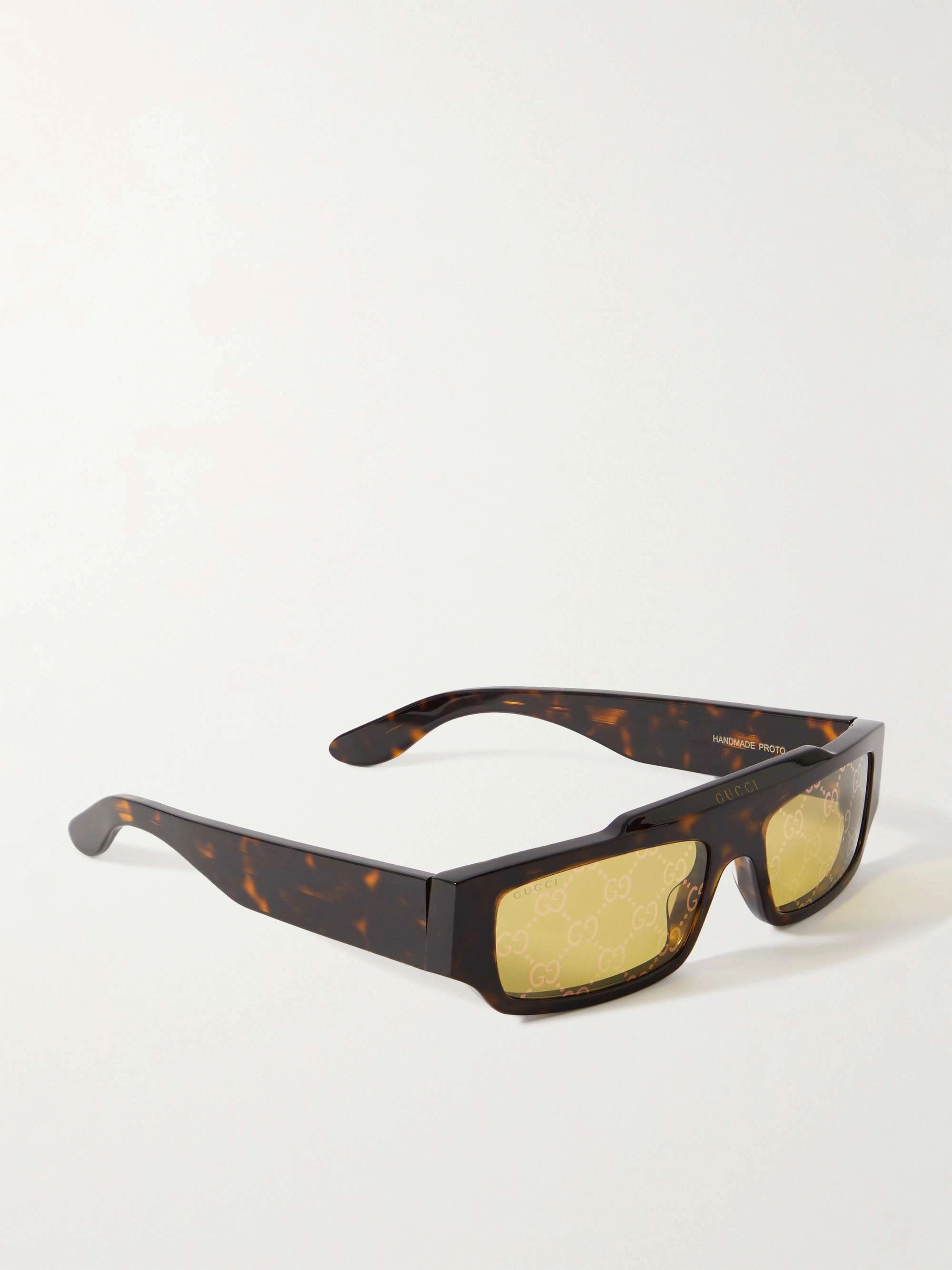 Gucci muške naočare za sunce od kornjačinog dezena pravougaonog okvira